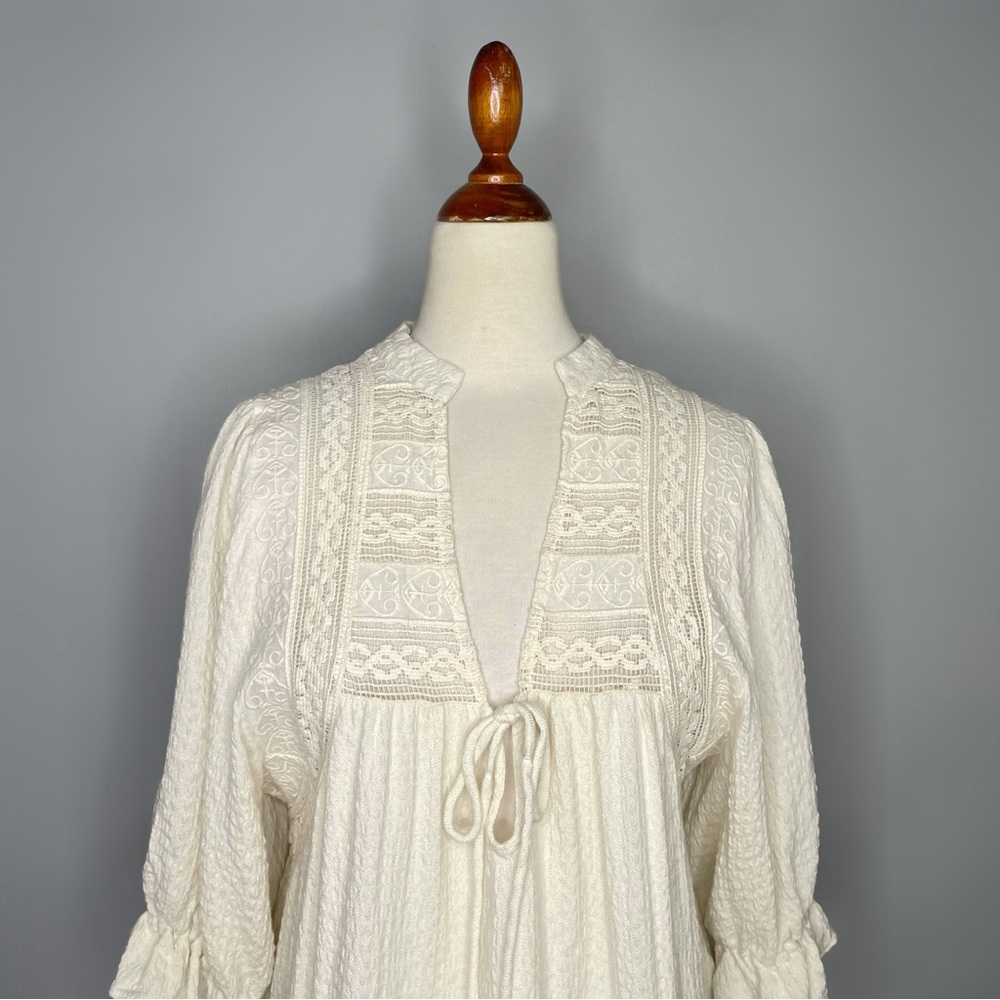 SOLD Free People Made For You Tunic Cream Ivory Size XS Lace Inlay Mini Dress - Picture 7 of 14